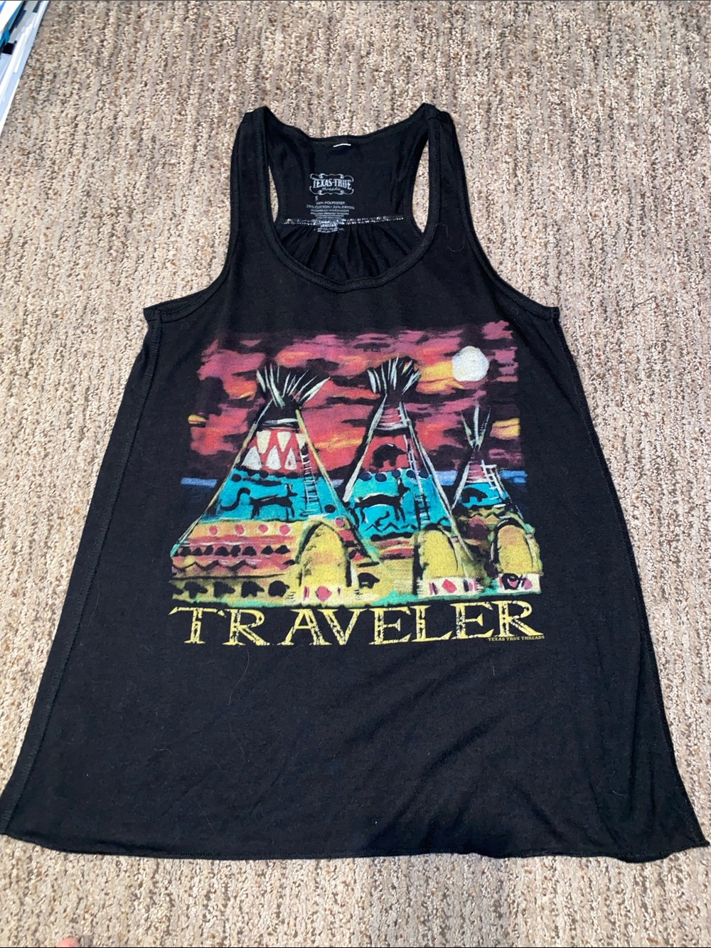 Traveler Graphic Racerback Tank Top - Black